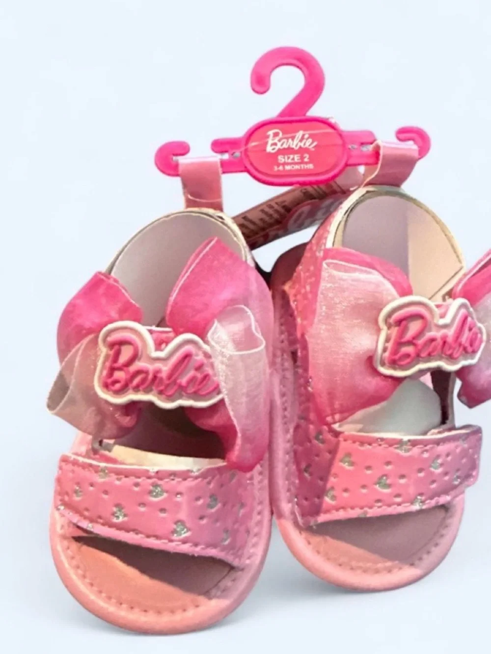 Barbie Toddler Pink Bow Glitter Strap Sandals